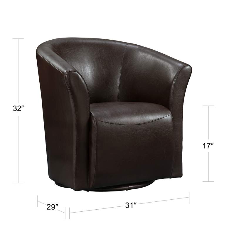 Image 5 Rocket Rivera Brown Faux Leather Swivel Accent Club Chair more views