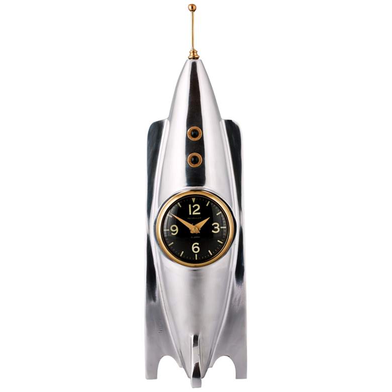 Image 1 Rocket Ship 16 1/2 inch High Space Age Table Clock