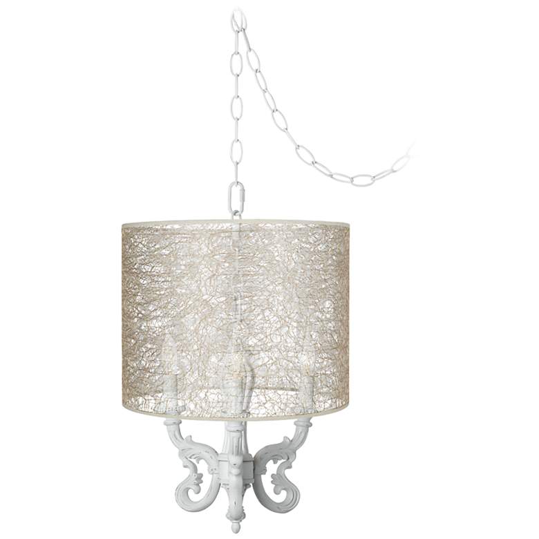 Image 1 Roco Transparent Lace Shade 14 inch Wide Mini Swag Chandelier