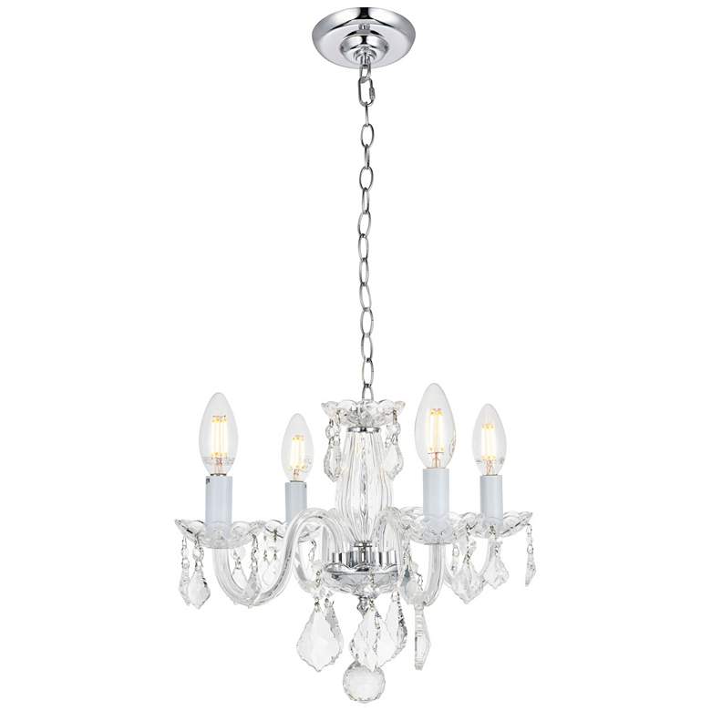 Image 2 Rococo 15 inch Wide Chrome and Clear Crystal 4-Light Chandelier