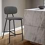 Rococo 26" Gray Faux Leather Tufted Counter Stool