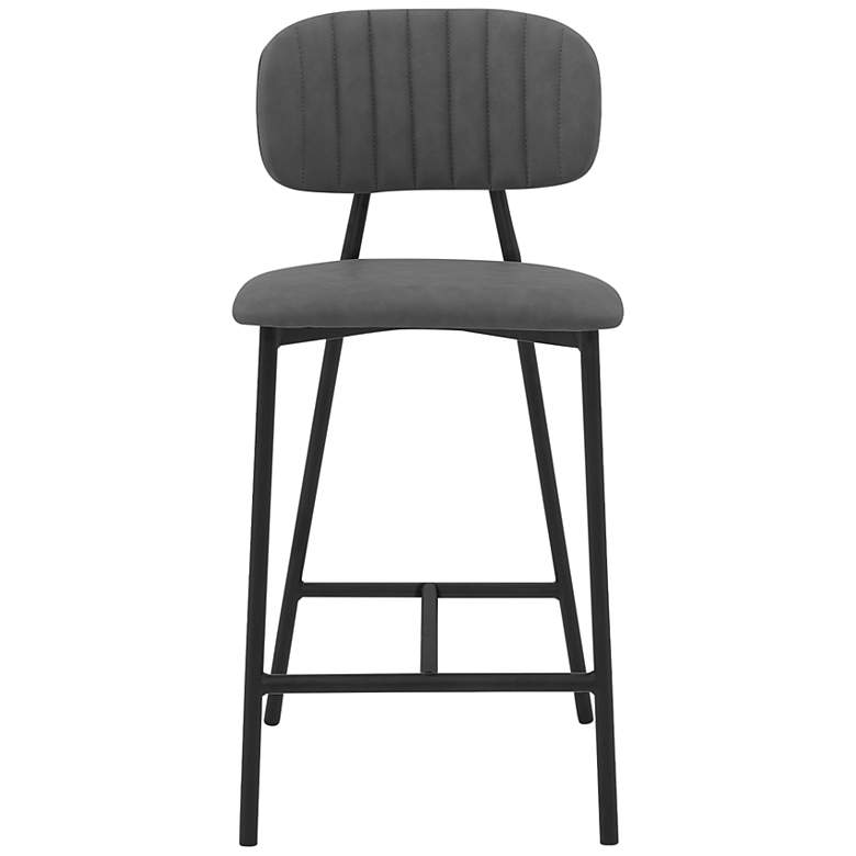 Image 6 Rococo 26" Gray Faux Leather Tufted Counter Stool more views
