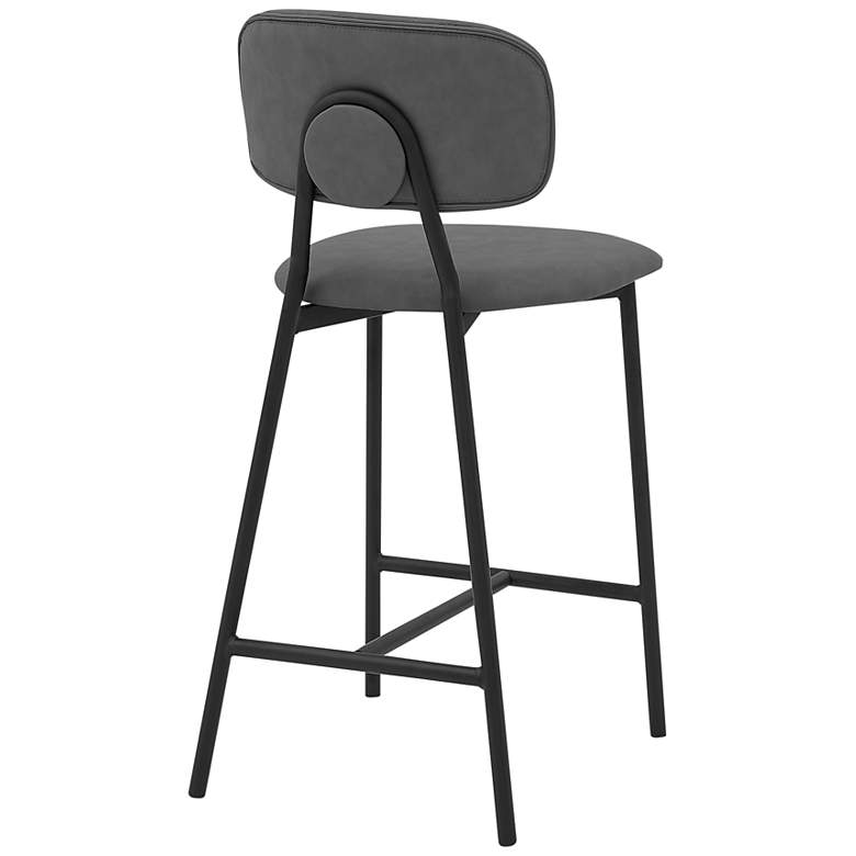 Image 7 Rococo 26" Gray Faux Leather Tufted Counter Stool more views