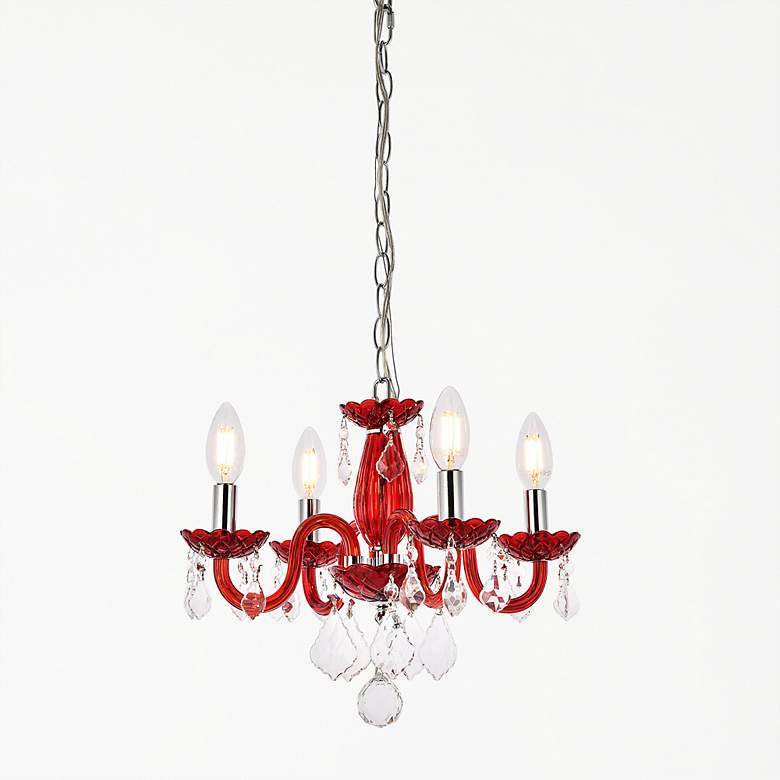 Image 2 Rococo 4 Lt Red Pendant Bordeaux (Red)