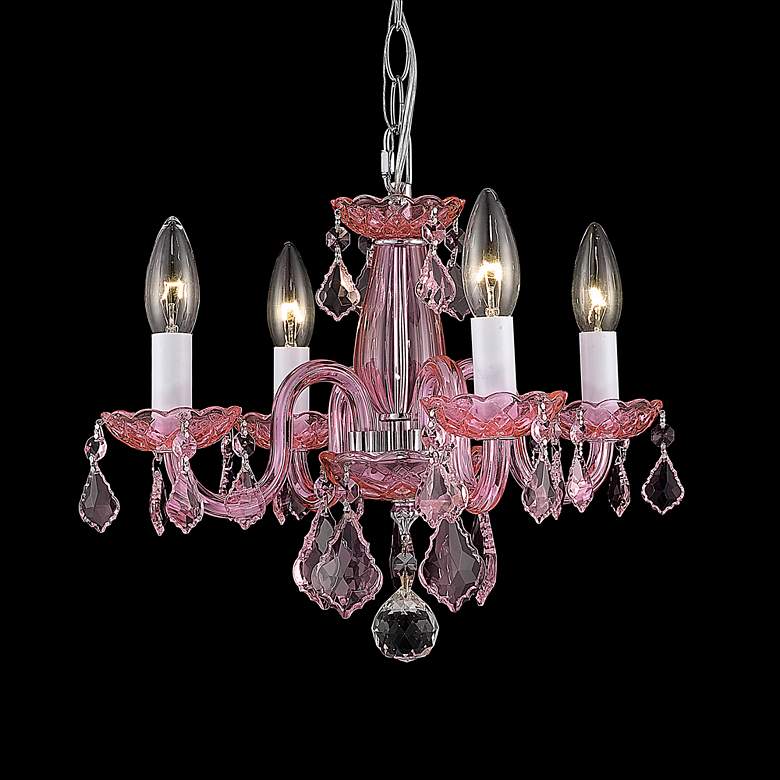 Image 1 Rococo Collection 15 inch Wide Rose Pink Chandelier