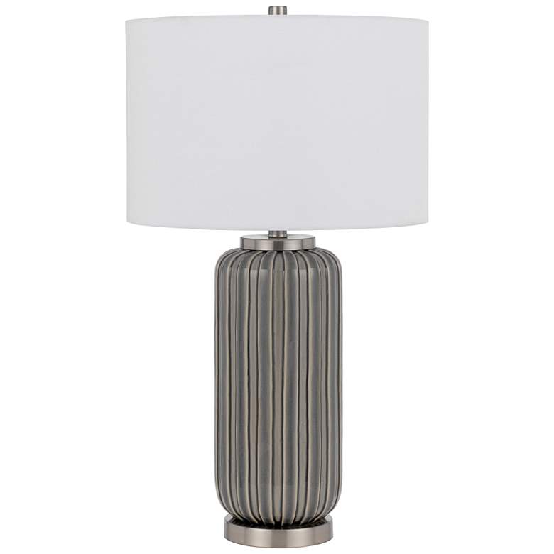 Image 2 Rodano Taupe Striped Glazed Ceramic Table Lamp