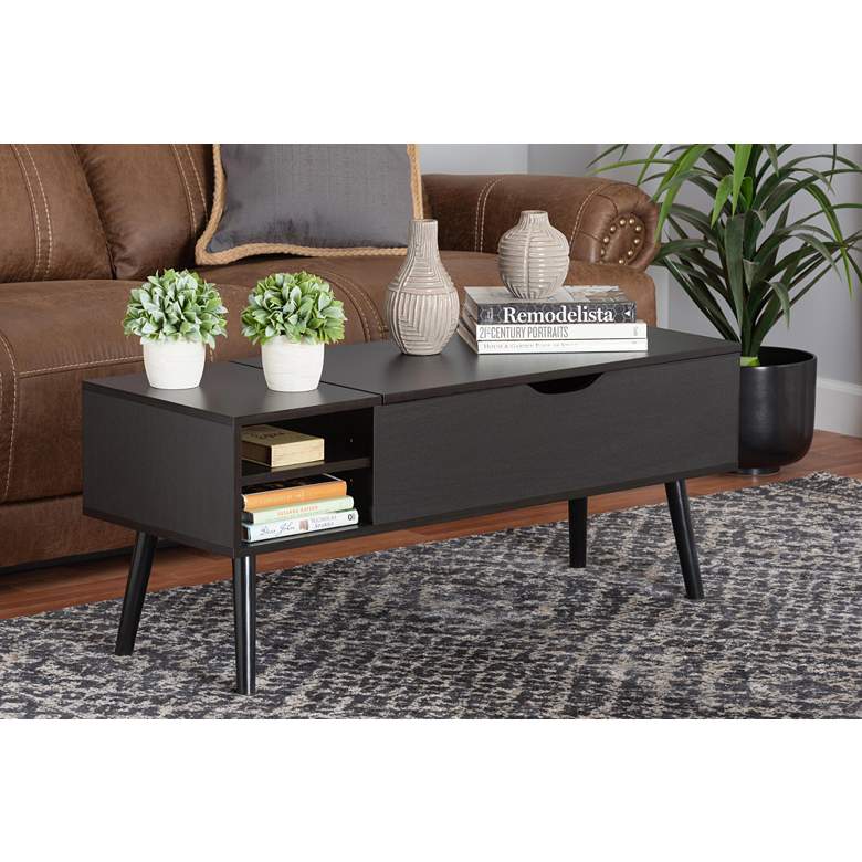 Image 1 Roden 42 1/2 inch Wide Dark Brown Wood Storage Coffee Table