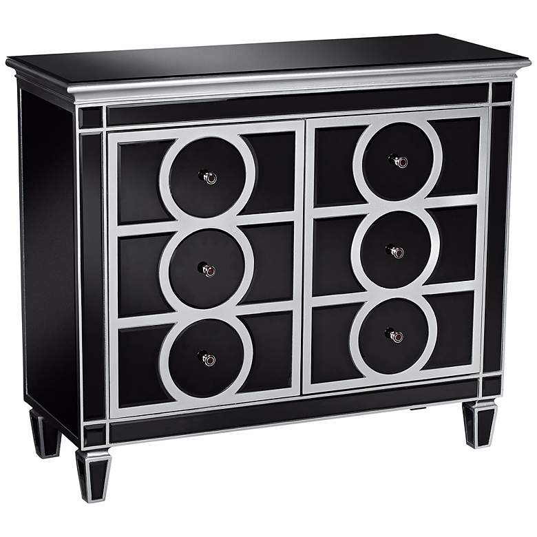 Image 1 Rodeo Black Glass with Silver Trim Chest