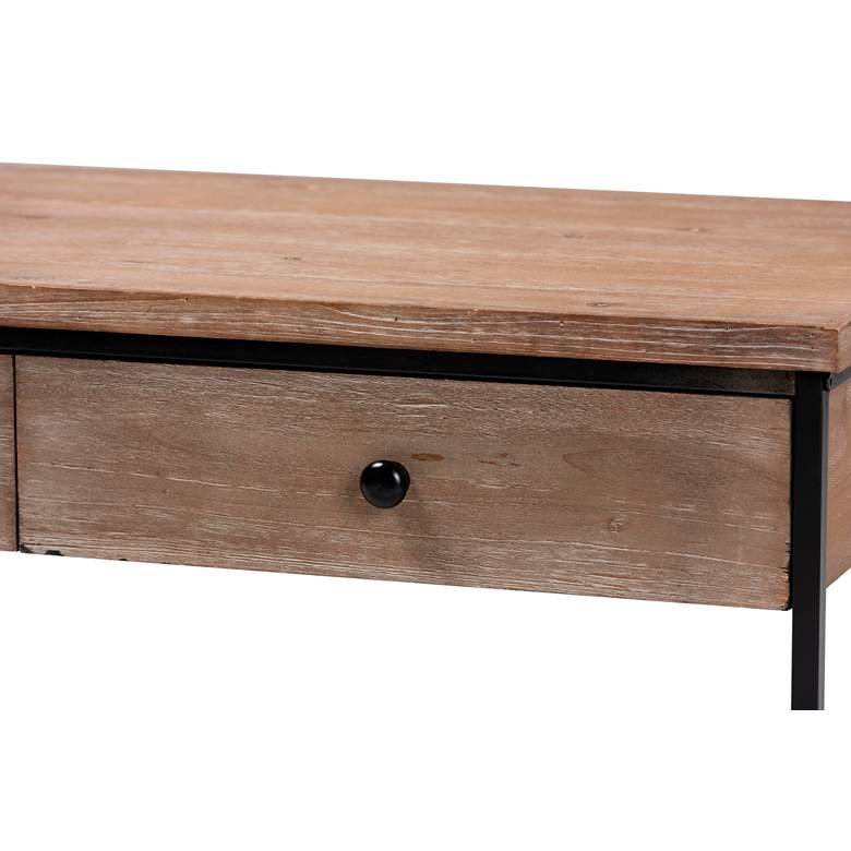 Image 4 Roderick 39 1/2"W Weathered Oak Black 2-Drawer Coffee Table more views