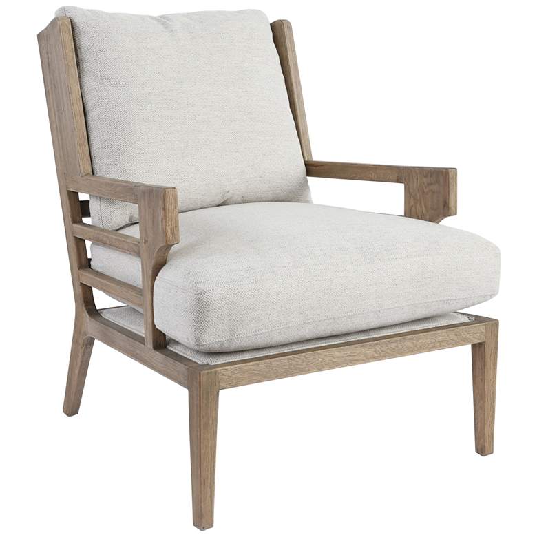 Image 1 Rodger Ivory Fabric Slatted Accent Chair