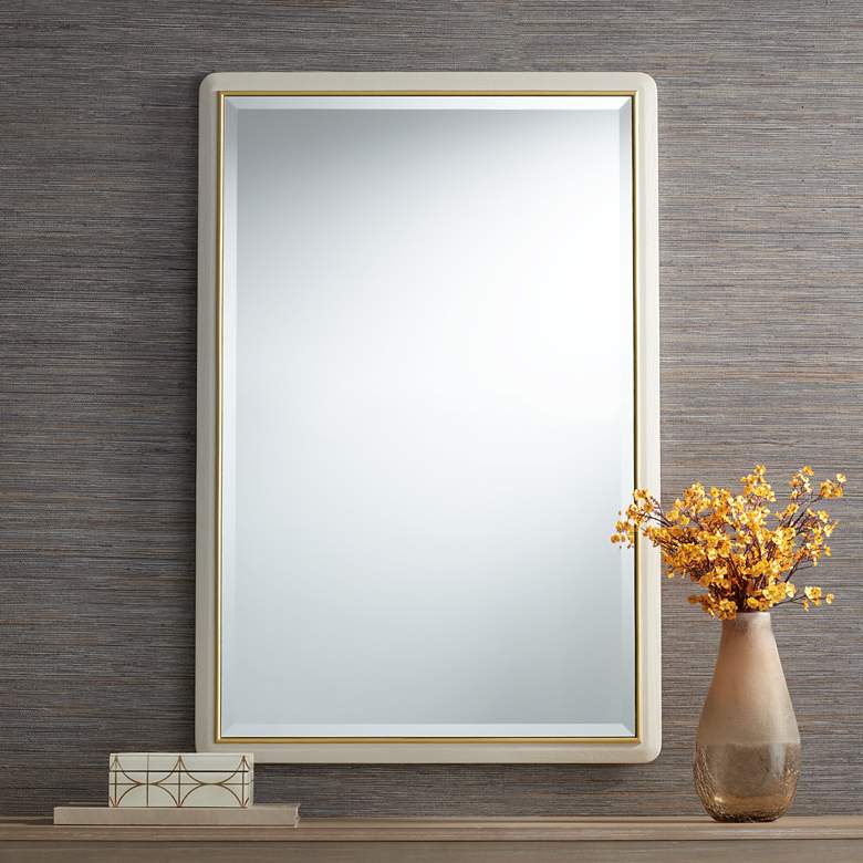 Image 1 Rodgers Matte Beige Gold 28 inch x 42 inch Rectangular Wall Mirror