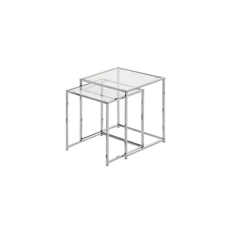 Image 1 Rodney Chrome and Clear Glass Nesting Table Set of 2