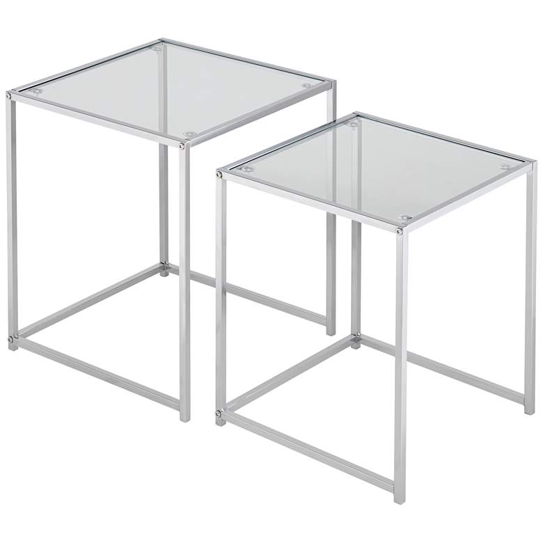 Image 5 Rodney Chrome and Clear Glass Nesting Table Set of 2 more views