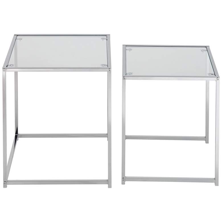 Image 6 Rodney Chrome and Clear Glass Nesting Table Set of 2 more views