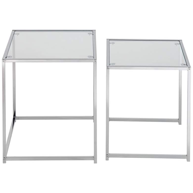 Image 7 Rodney Chrome and Clear Glass Nesting Table Set of 2 more views