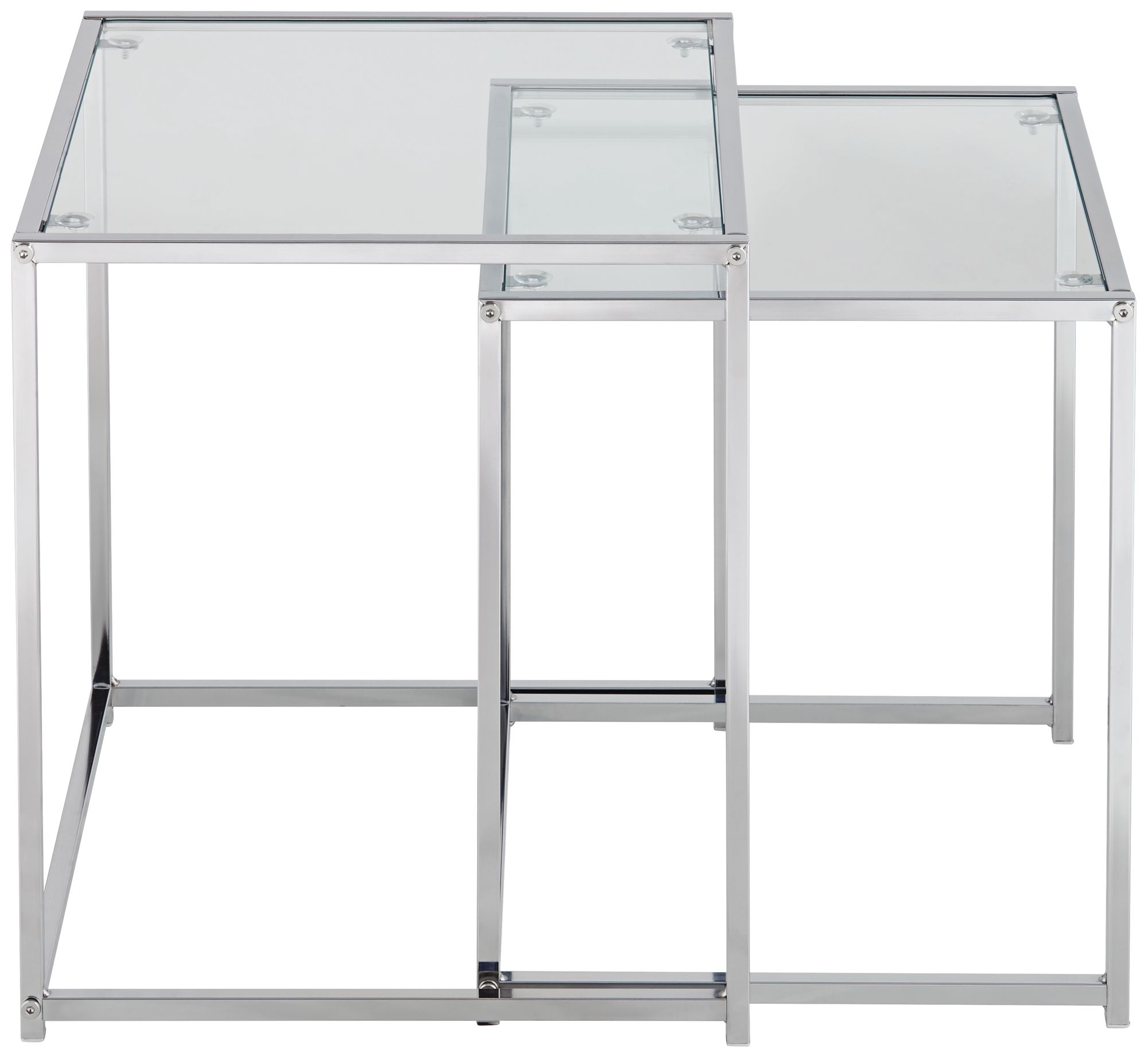 Rodney Chrome and Clear Glass Nesting Table Set of 2