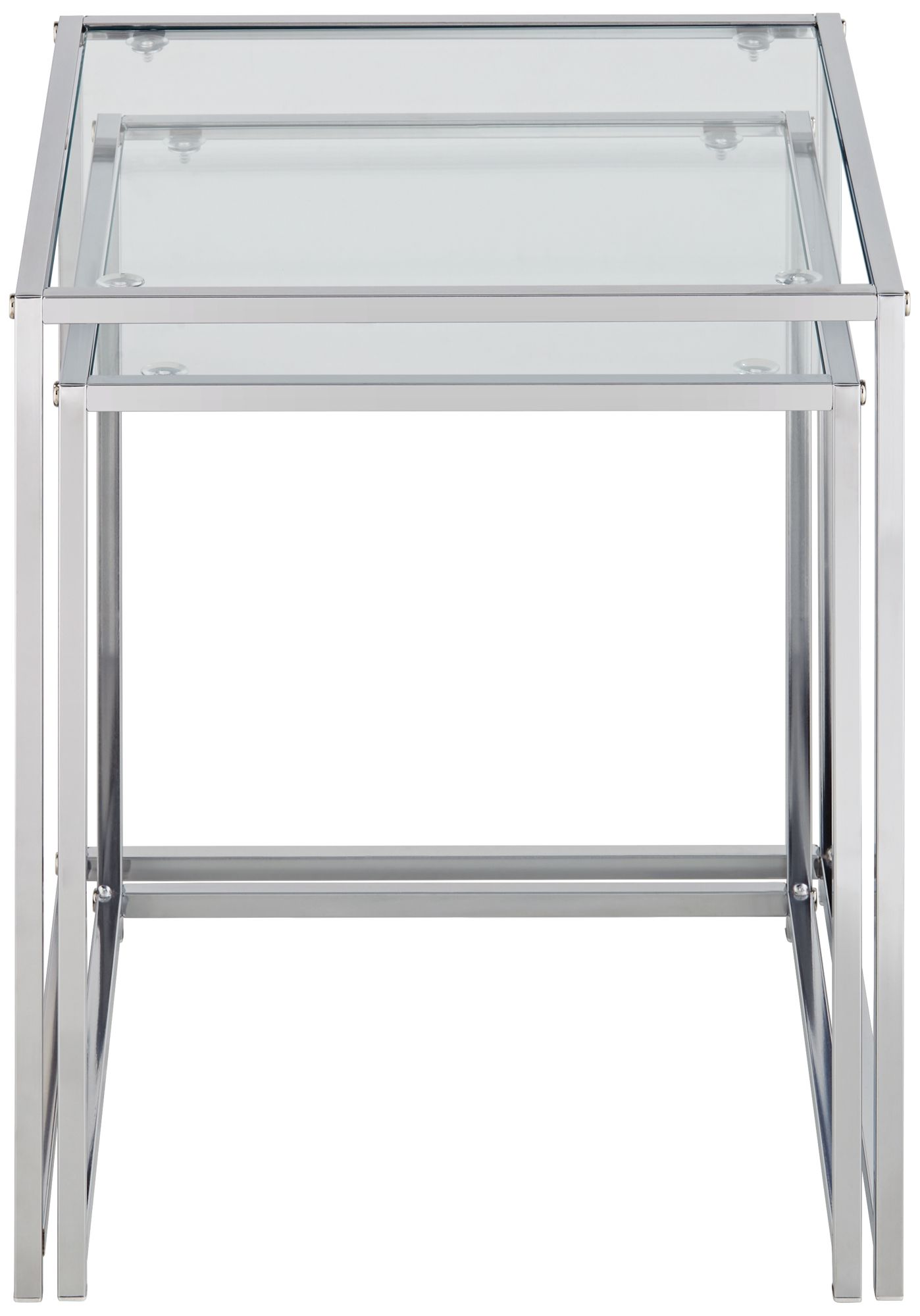 Rodney Chrome and Clear Glass Nesting Table Set of 2