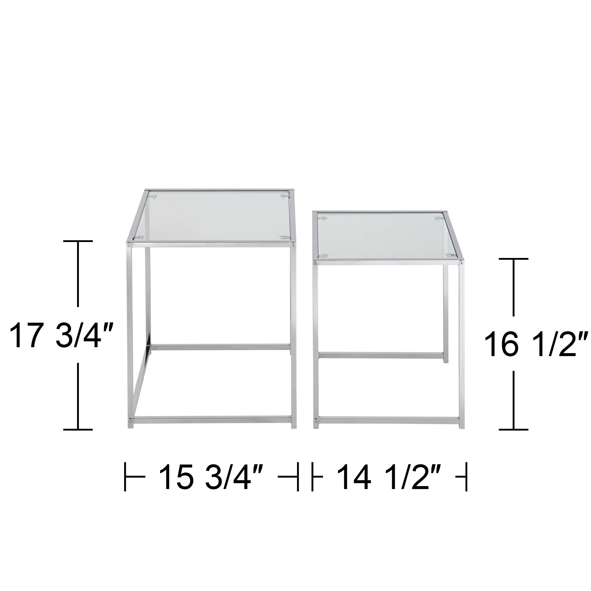 Rodney Chrome and Clear Glass Nesting Table Set of 2