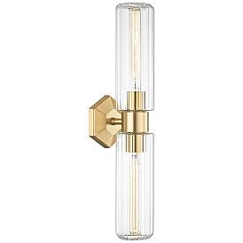 Image1 of Roebling 23 3/4" High Aged Brass 2-Light Wall Sconce