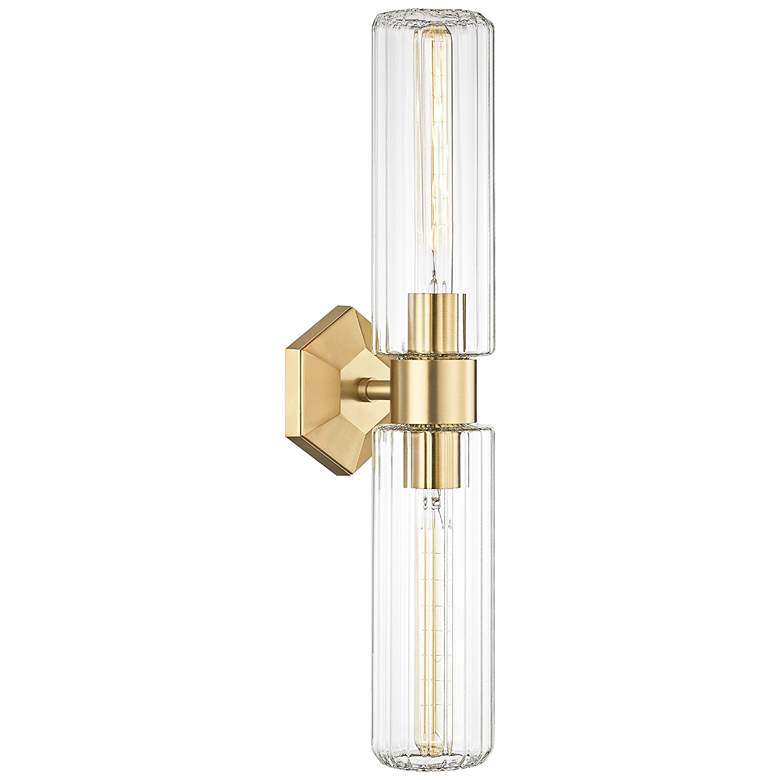 Image 1 Roebling 23 3/4" High Aged Brass 2-Light Wall Sconce