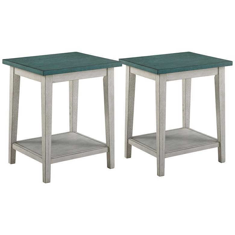 Image 2 Rogueland 19 3/4"W Light Green White Side Tables Set of 2
