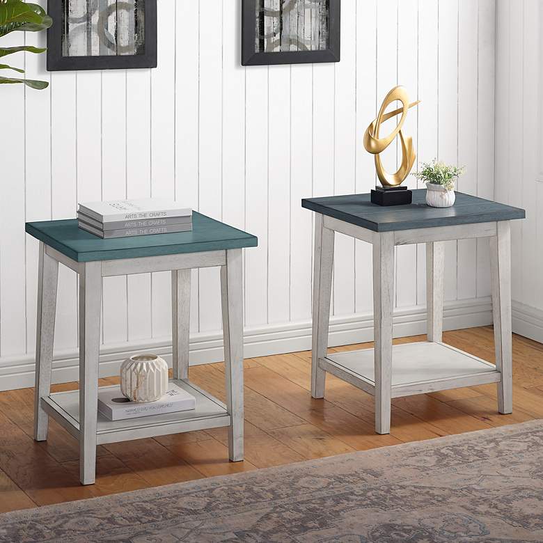 Image 1 Rogueland 19 3/4"W Light Green White Side Tables Set of 2