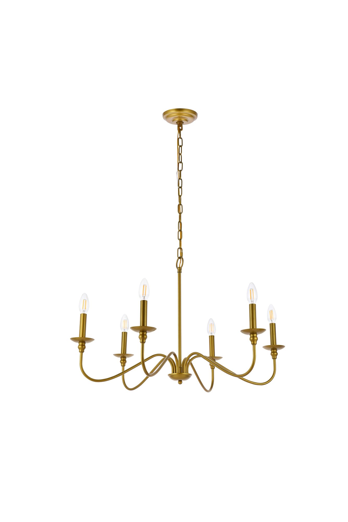 Rohan 30" Wide Brass 6-Light Candle Chandelier in scene
