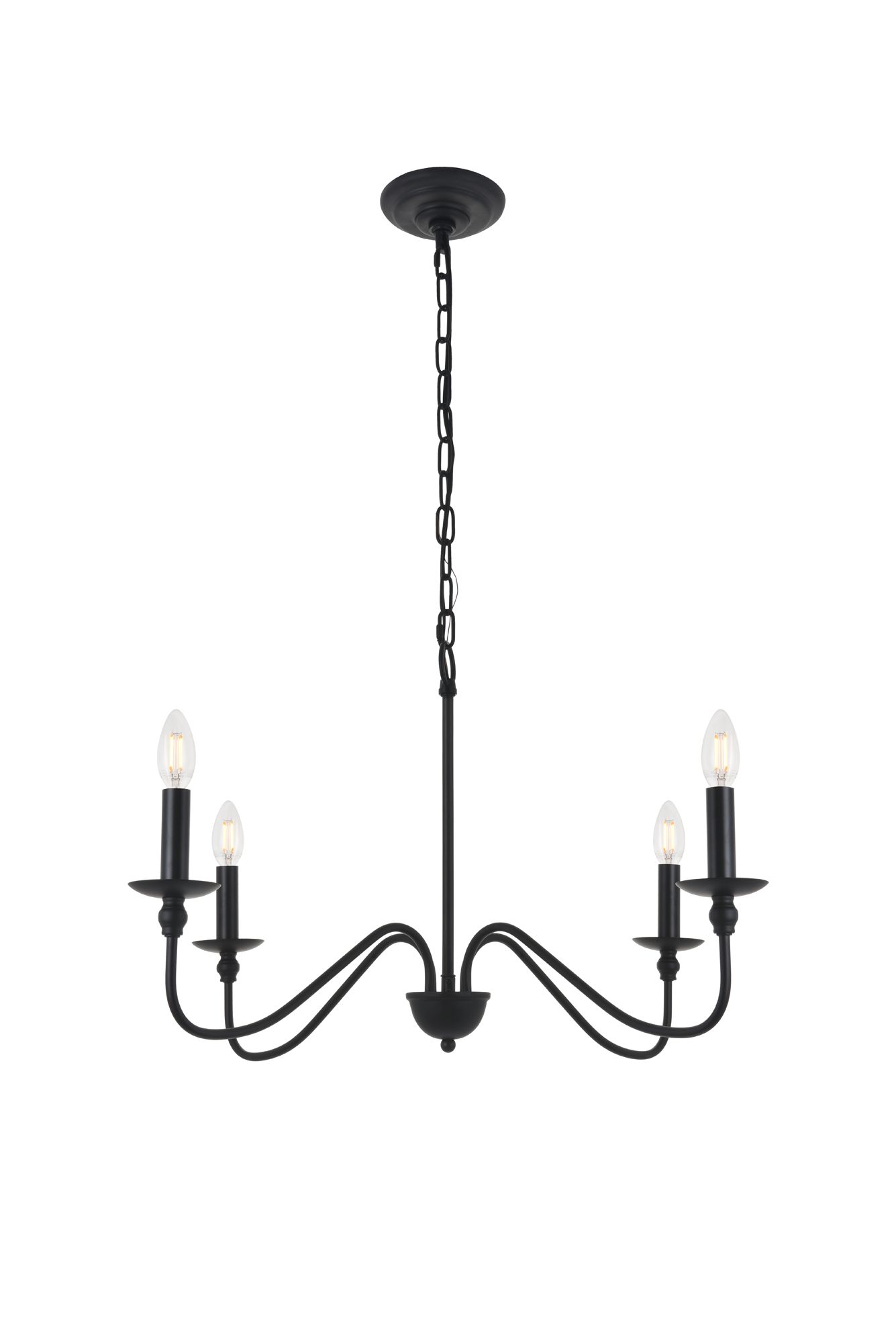 Rohan 30" Wide Matte Black 4-Light Chandelier in scene