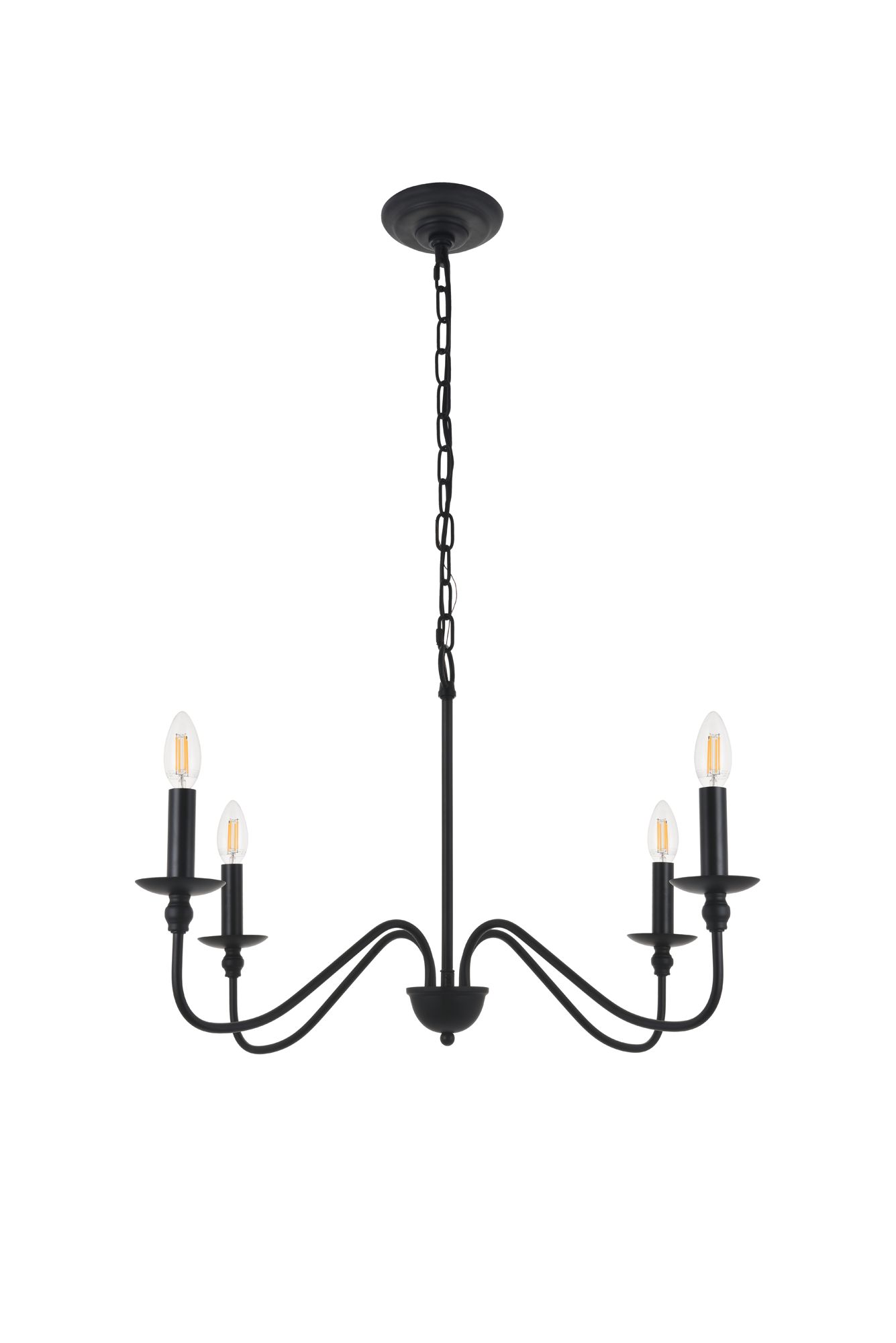 Rohan 30" Wide Matte Black 4-Light Chandelier in scene