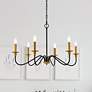 1_Rohan 30" Wide Matte Black and Brass 6-Light Chandelier