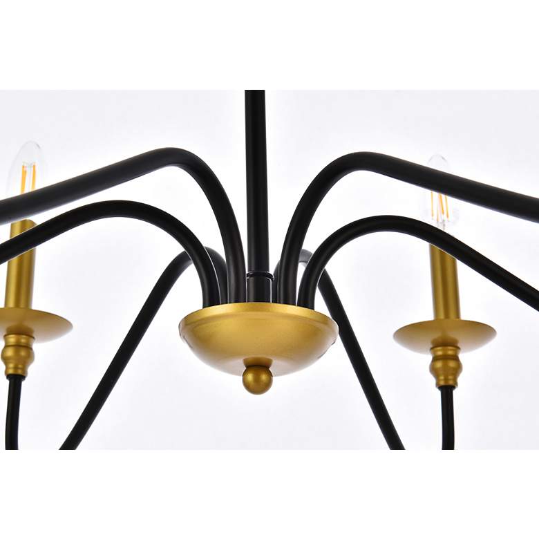 Image 4 Rohan 30" Wide Matte Black and Brass 6-Light Chandelier more views