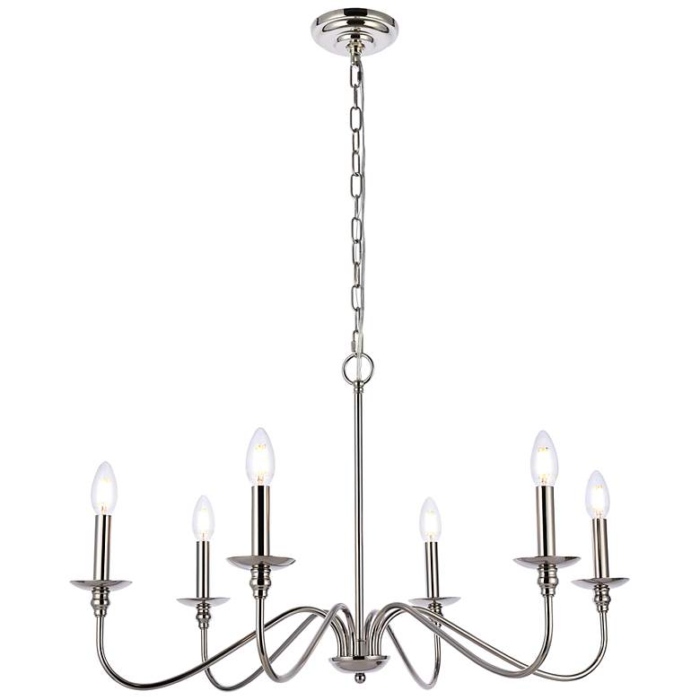 Image 2 Rohan 30" Wide Polished Nickel 6-Light Chandelier
