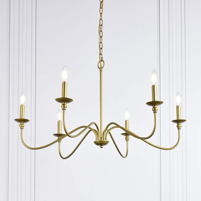 Image 2 Rohan 36" Wide Brass 6-Light Candelabra Chandelier