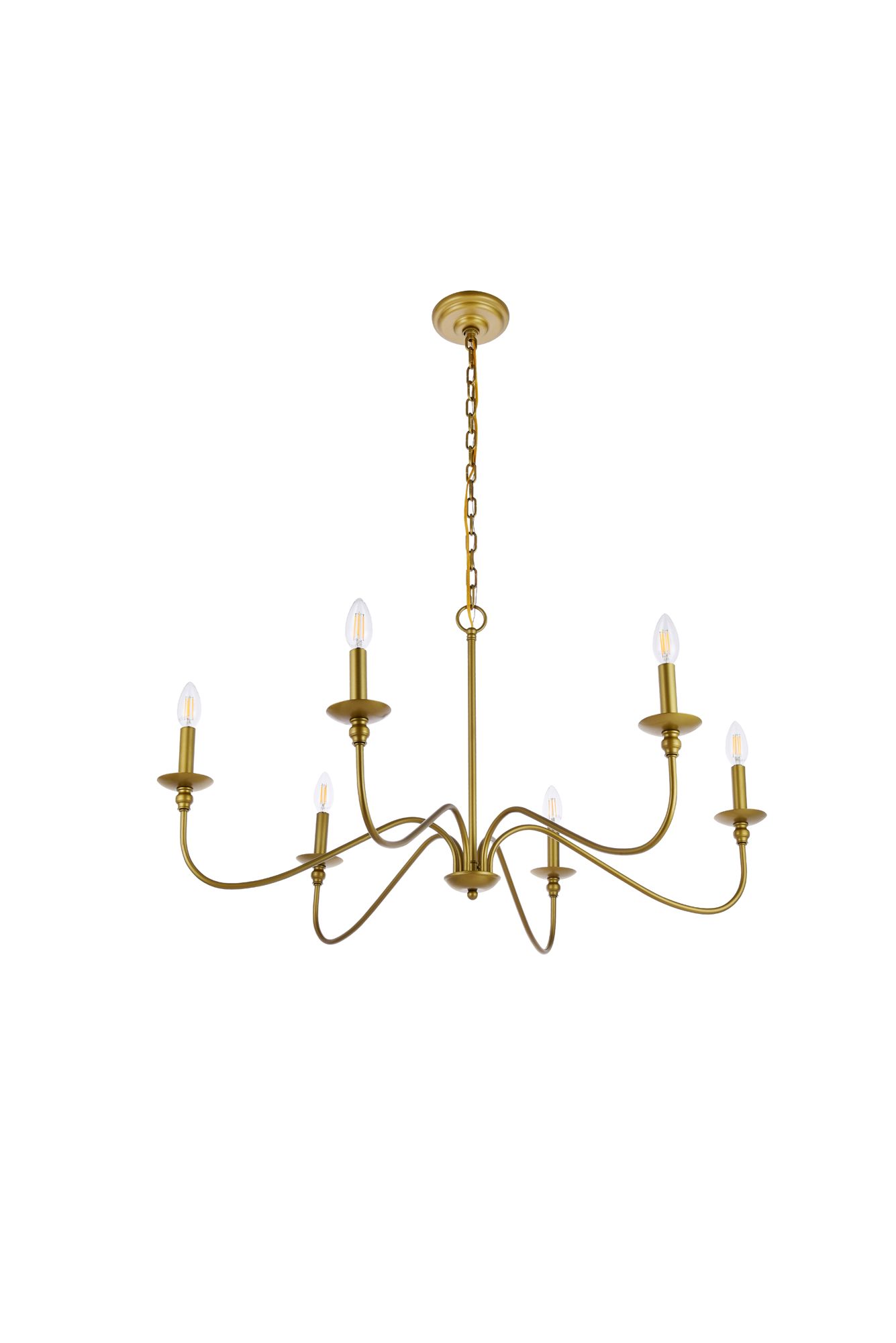 Rohan 36" Wide Brass 6-Light Candelabra Chandelier in scene