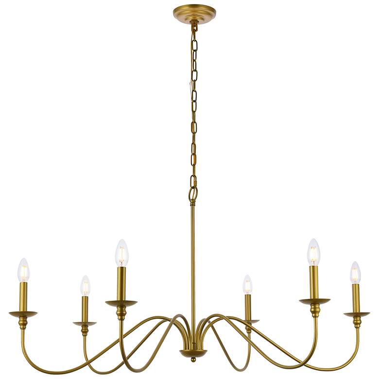 Image 3 Rohan 42" Wide Brass 6-Light Candelabra Chandelier