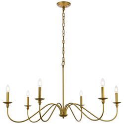 Rohan 42" Wide Brass 6-Light Candelabra Chandelier