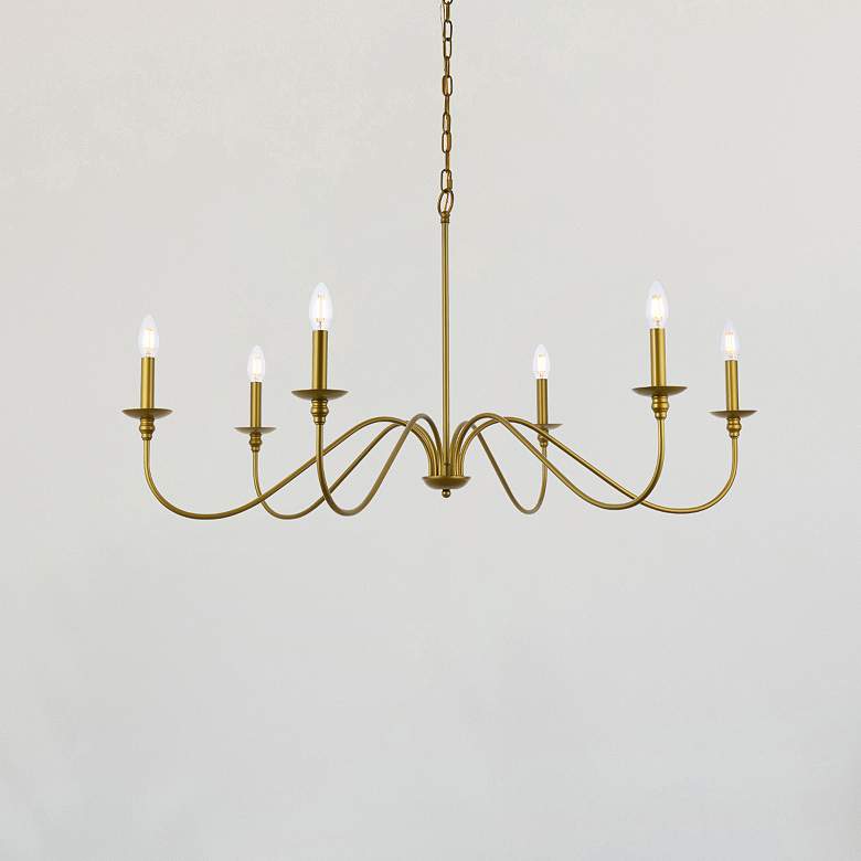 Image 2 Rohan 42" Wide Brass 6-Light Candelabra Chandelier