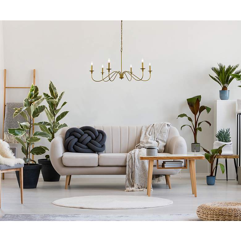 Image 4 Rohan 42" Wide Brass 6-Light Candelabra Chandelier more views