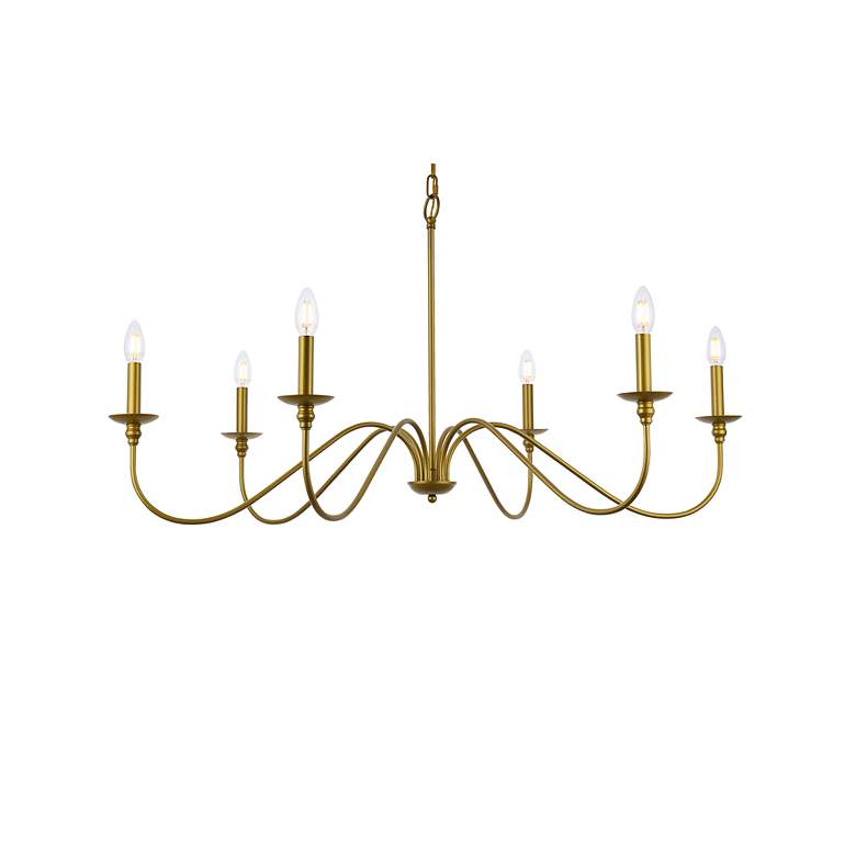 Image 5 Rohan 42" Wide Brass 6-Light Candelabra Chandelier more views