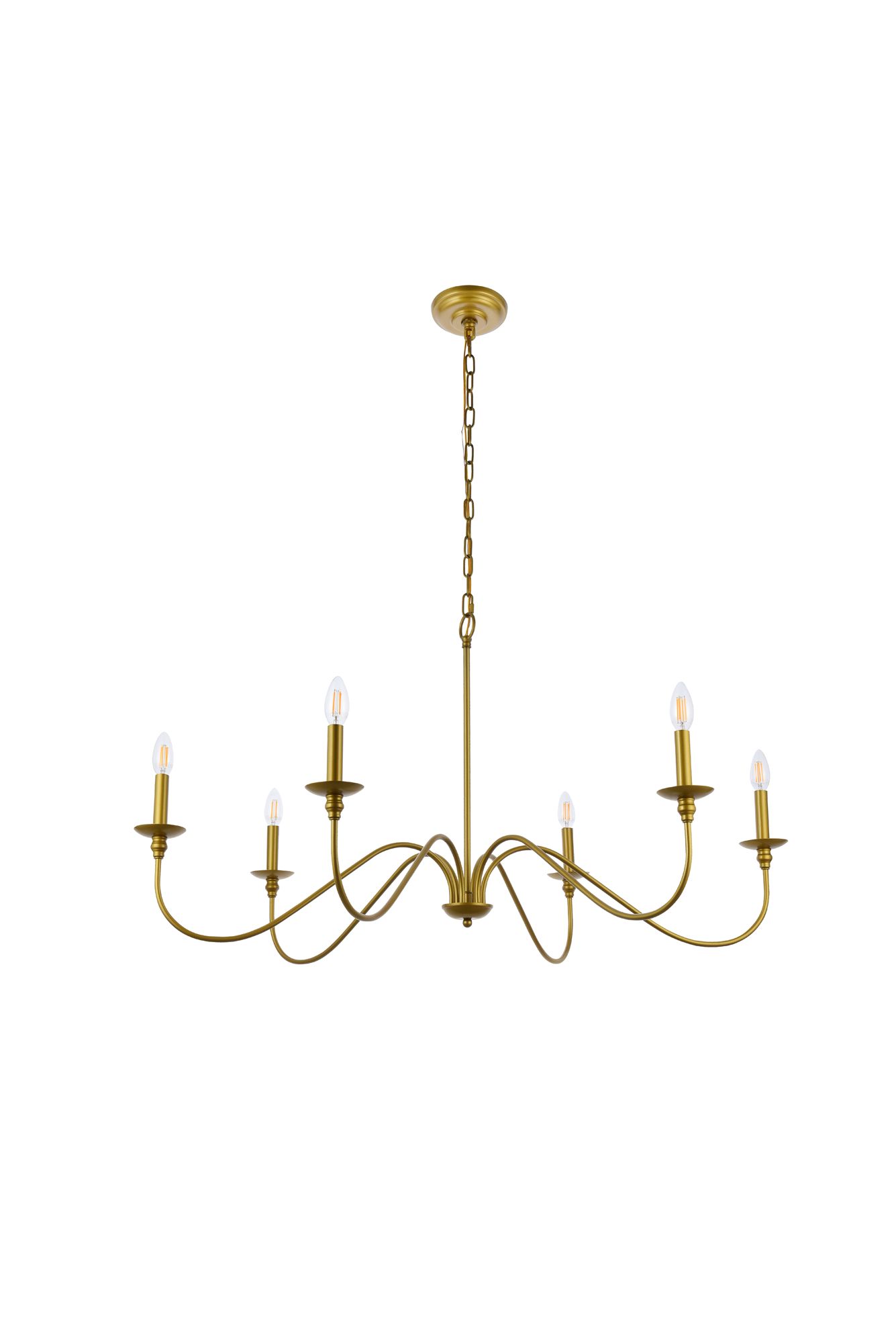 Rohan 42" Wide Brass 6-Light Candelabra Chandelier in scene