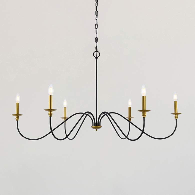 Image 2 Rohan 48 inch Chandelier In Matte Black And Brass