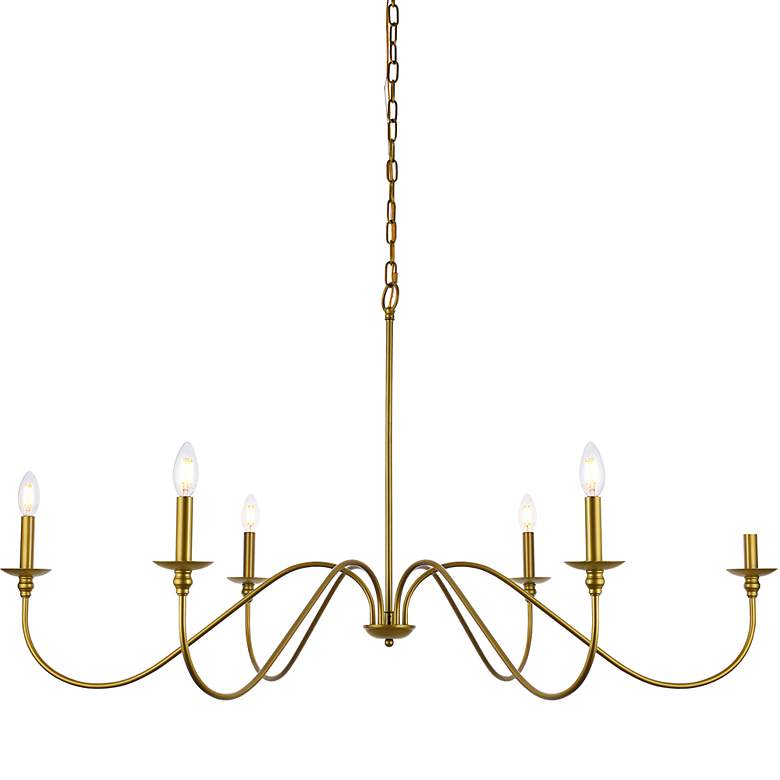 Image 3 Rohan 48" Wide Brass 6-Light Chandelier