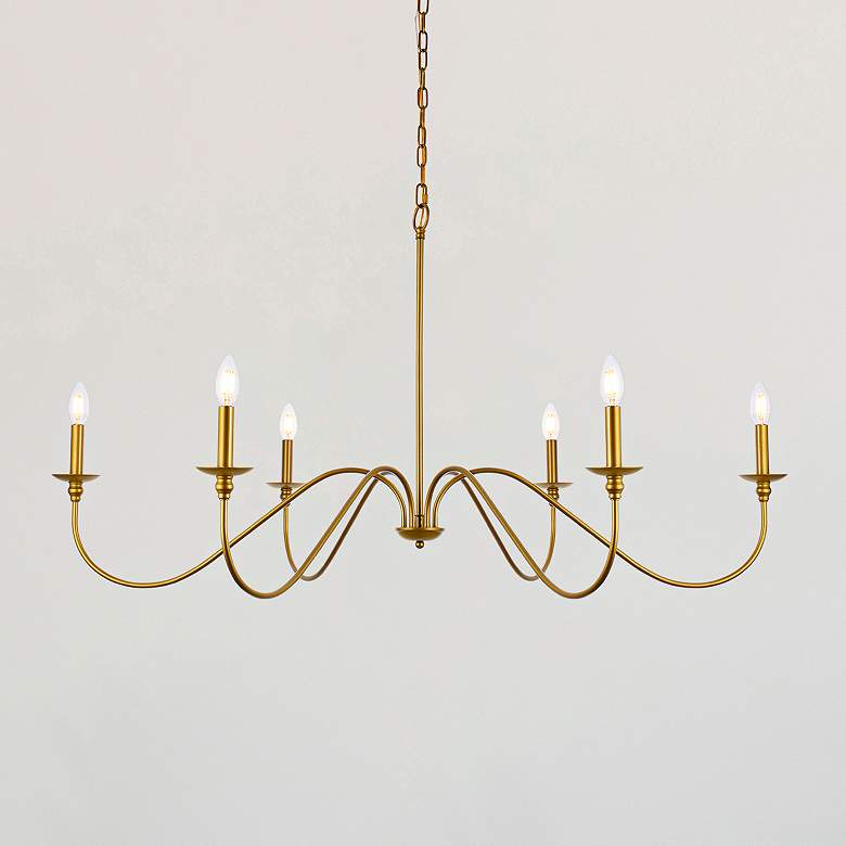 Image 2 Rohan 48" Wide Brass 6-Light Chandelier