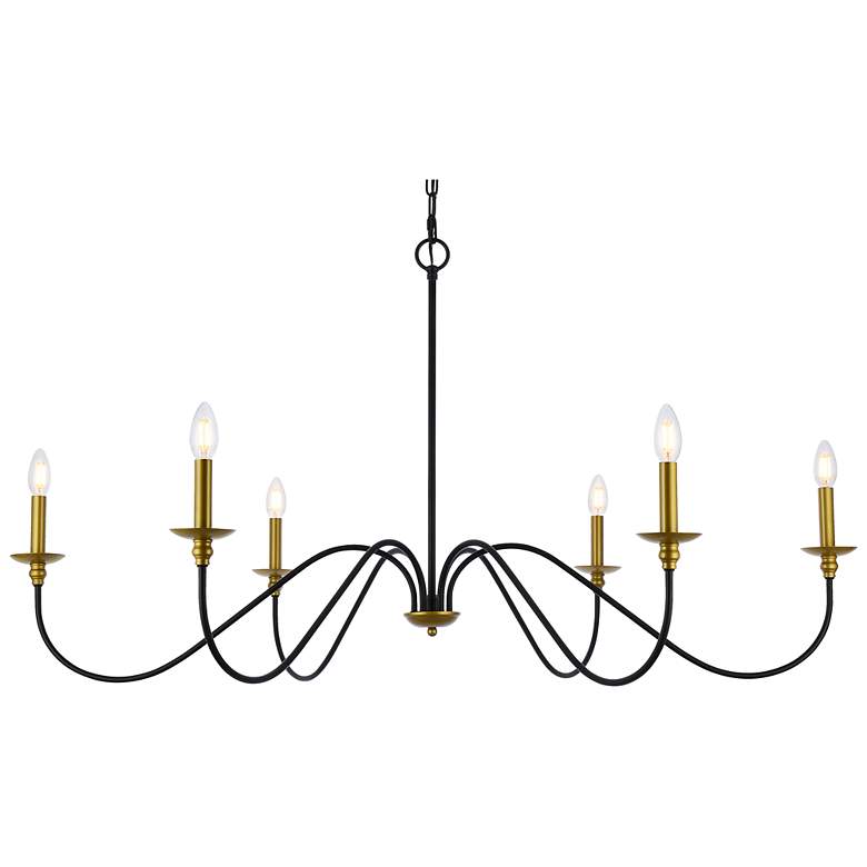 Image 5 Rohan 48" Wide Brass and Black 6-Light Chandelier more views