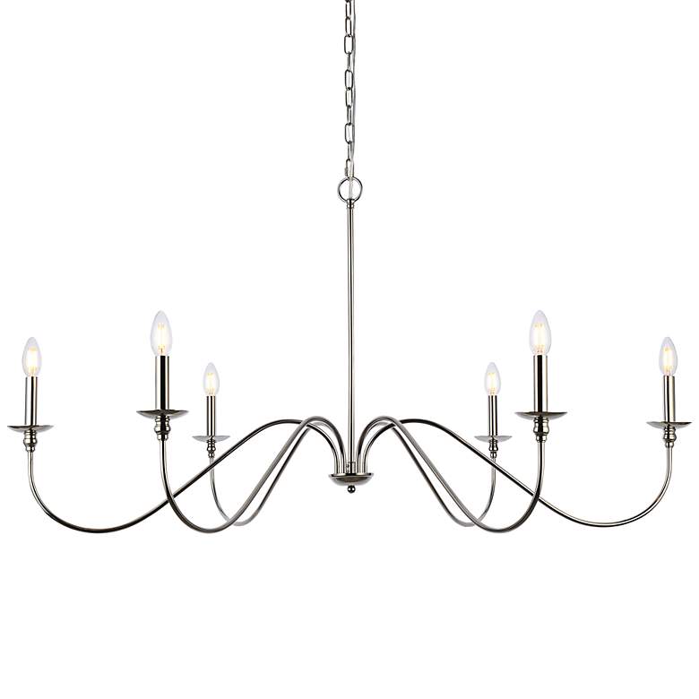 Image 3 Rohan 48" Wide Polished Nickel 6-Light Chandelier