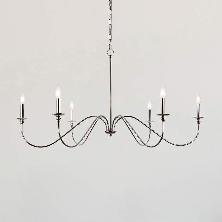 Image 2 Rohan 48" Wide Polished Nickel 6-Light Chandelier