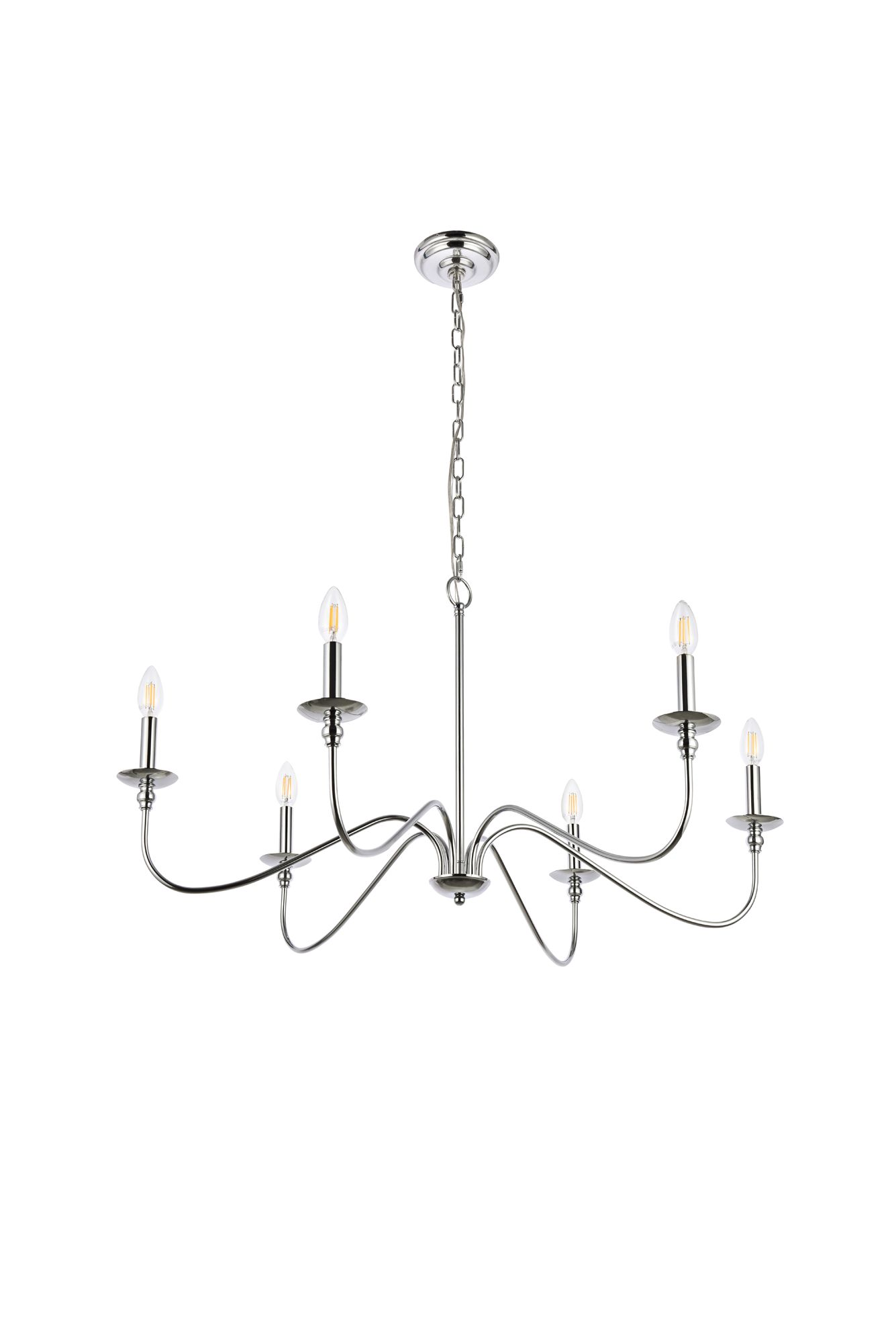 Rohan 6 Lts Polished Nickel Chandelier