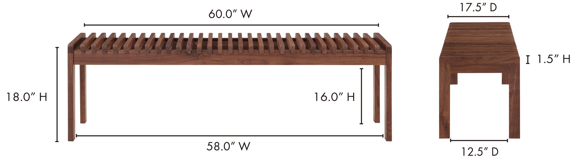 Rohe Bench Walnut Brown