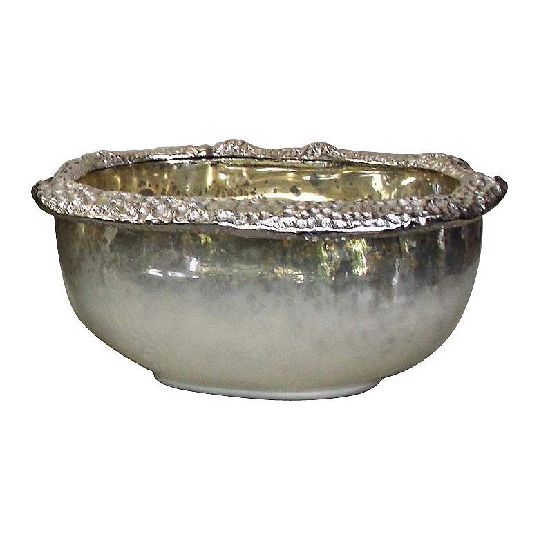 Image 1 Rojo 16 Medium Oval Art Glass and Aluminum Bowl