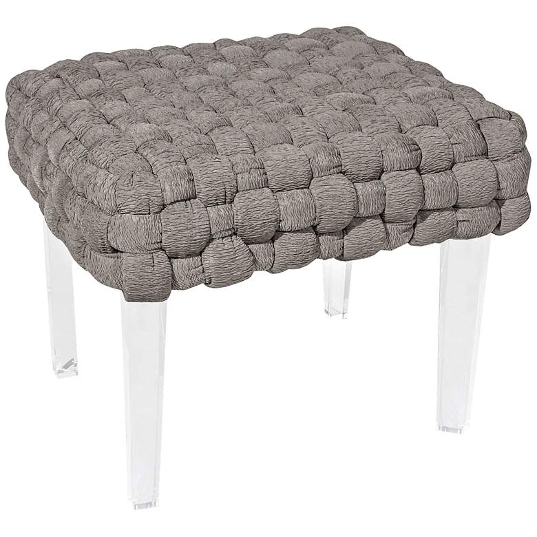 Image 1 Rojo 16 Plaited Gray Woven Square Ottoman